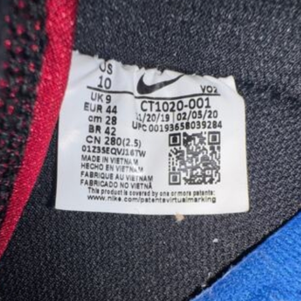 Nike Air Force 1 Low React (2020) Black White Gym Red & Blue Mens 10 W11.5 W/BOX - Picture 10 of 13